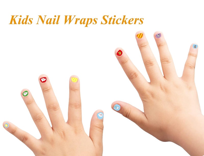 IHUKEIT Little Kids Nail Stickers Full Nail Wraps Self Adhesive Nail Polish Decals for Kids Girls Nail Art Decoration Fun Including Rainbow Flower Cow Fruit Food Star Cloud Bee for Age 3 4 5 6 7 8(Pack of 12) - Image 3